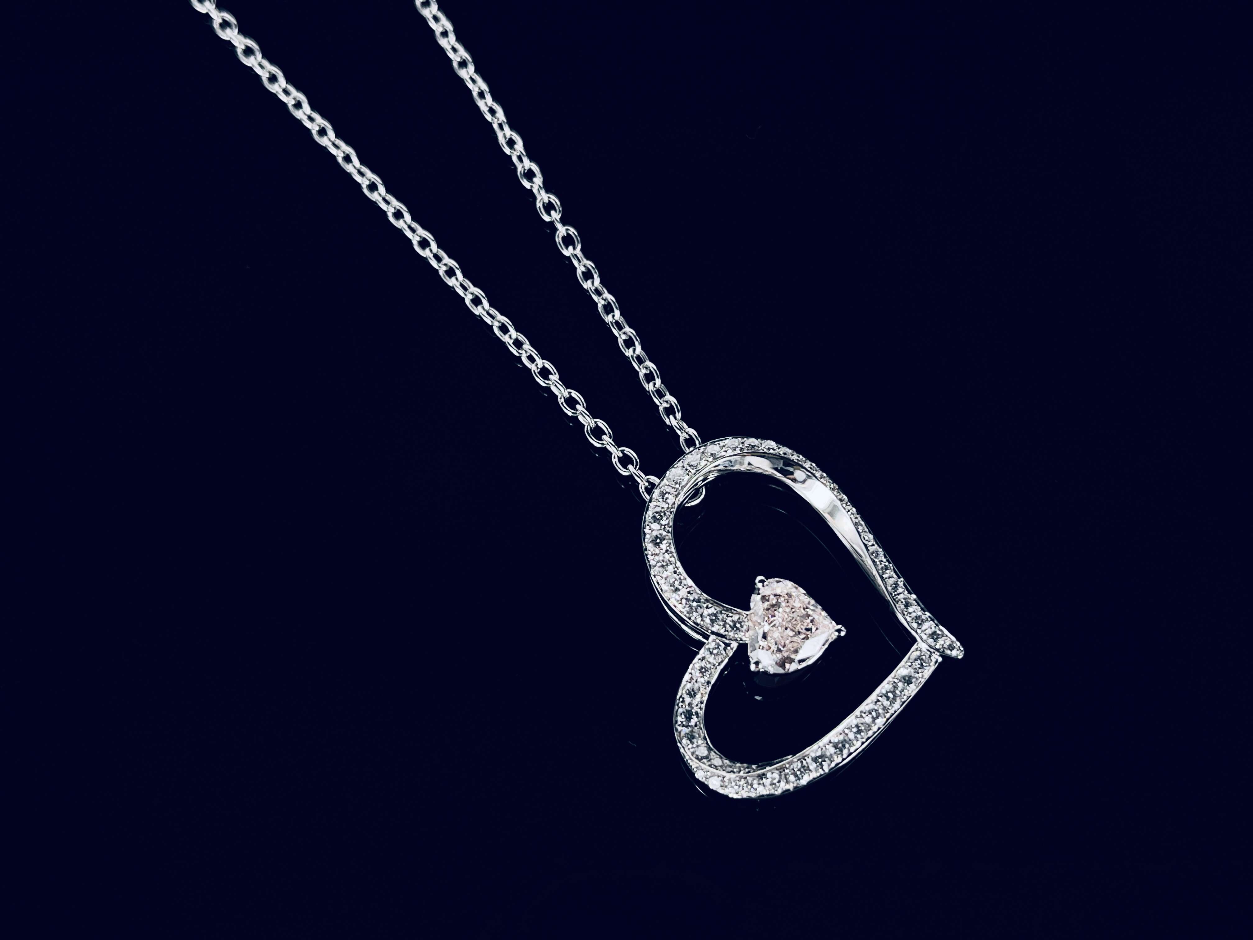 Qinglong Jewelry Cheaper Factory 18k White Gold Pear Diamond Fashion Jewelry Necklace Heart Cut Round Diamond Necklace for Women