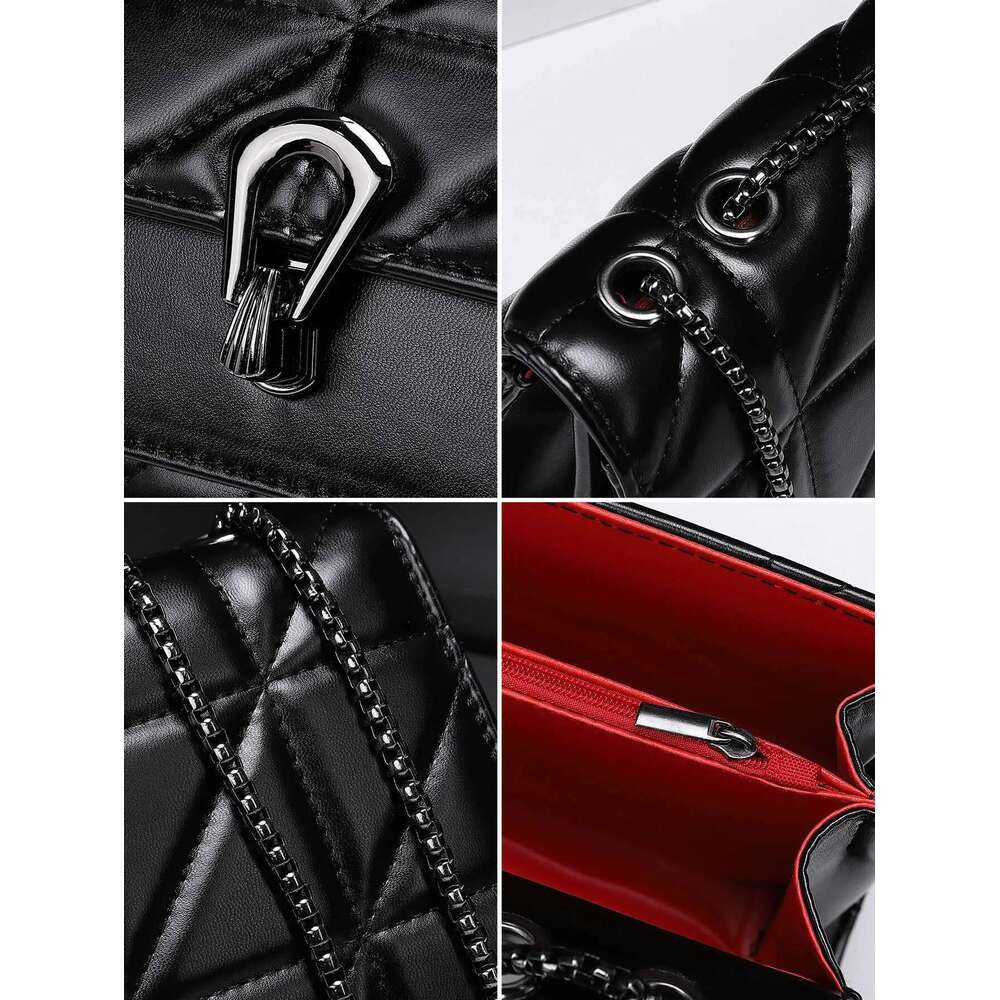 Retro Flip Women's Diagonal Cross PU Leather Quilted Embroidered Handbag Fashion Designer Chain Shoulder Bag