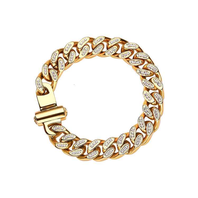2025 New High Quality Flat Diamond Hiphops Chain Chunky Miami Cuban Link Chain Bracelet for Men Women Lux