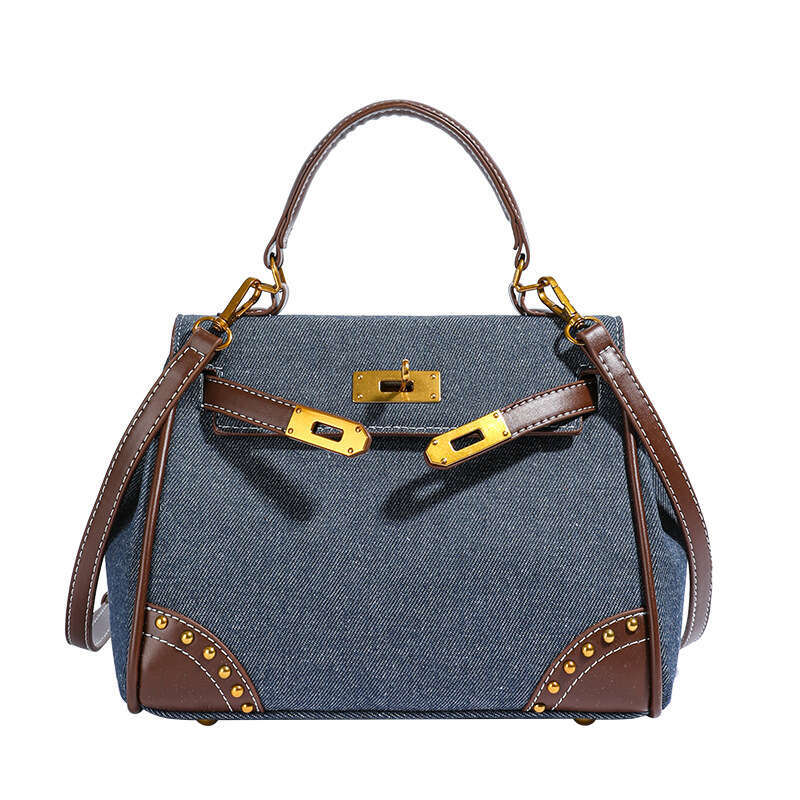 Color Blocking Hand-Held Kelly Women's New Texture Shoulder Bag, Fashionable Large Capacity Crossbody Bag