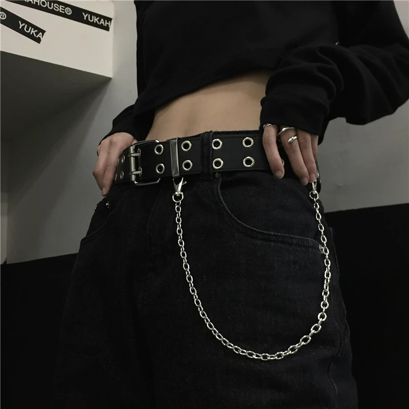 Women Double Ring Belts Double Hole Eyelet Grommet Leather Buckle Punk Pin Belt Leisure Dress Jeans Gothic Waistband 250430
