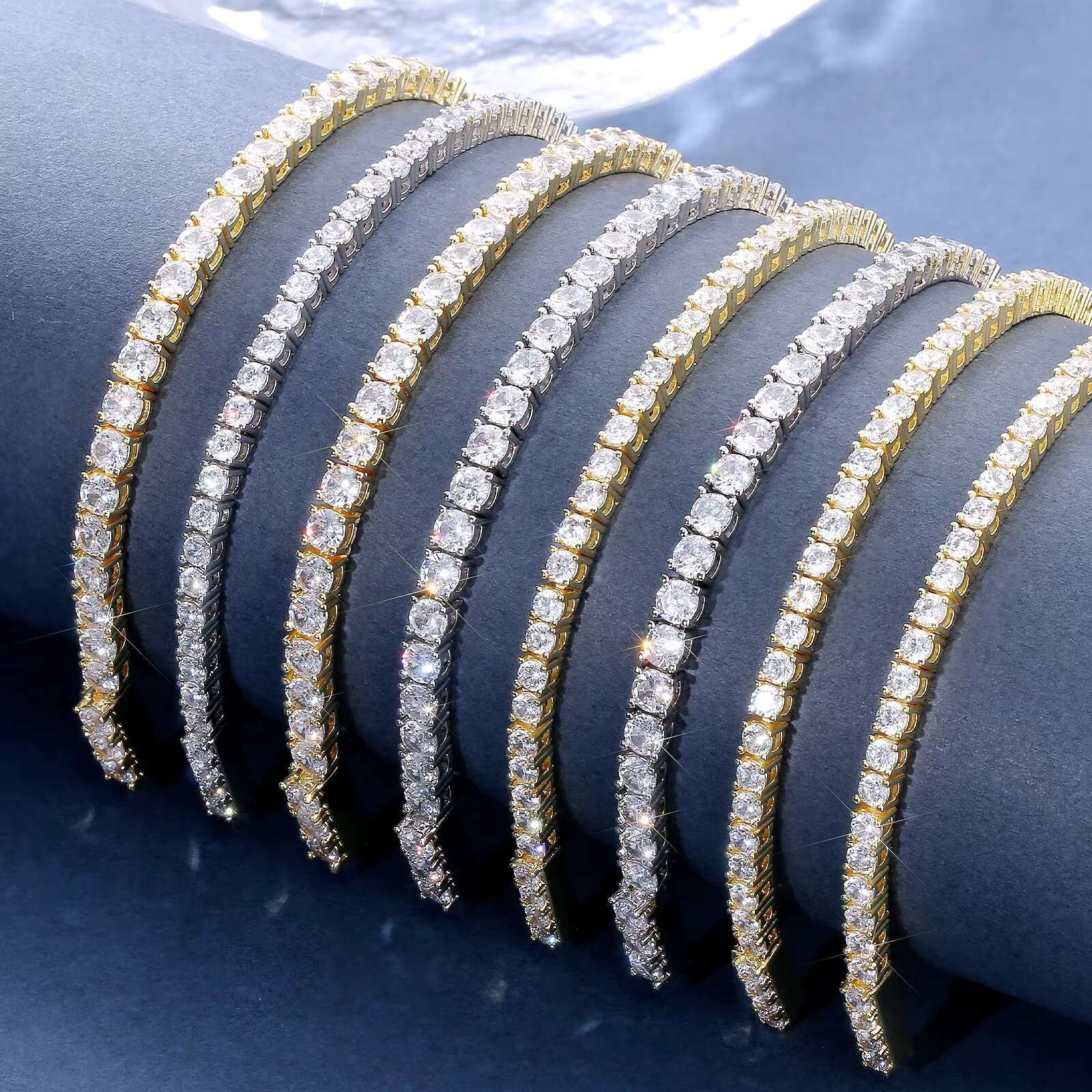 3mm 4mm Tennis Bracelet Women Men 14K White Gold Plated 5A Cubic Zirconia Birthday Christmas Gift Iced Out Hip Hop Jewelry Chain