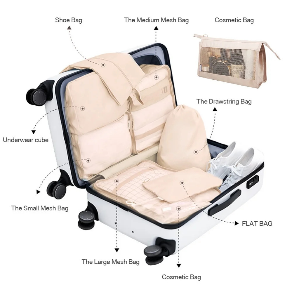 8/7/6-piece travel organizer storage bag luggage packaging set portable luggage organizer clothing shoe bag 250430