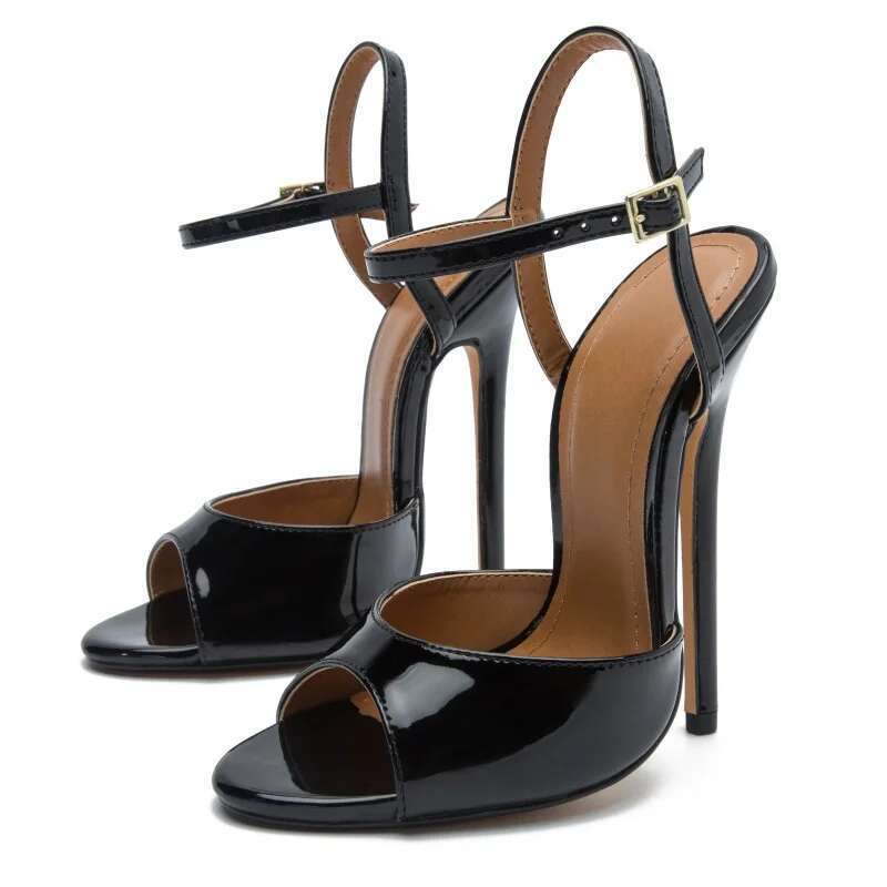 New Ladies Party COS Sandals Ankle Strap Woman Thin High Heels Mujer Peep Toe Narrow Band Pumps Ance Wedding Fetish Shoes