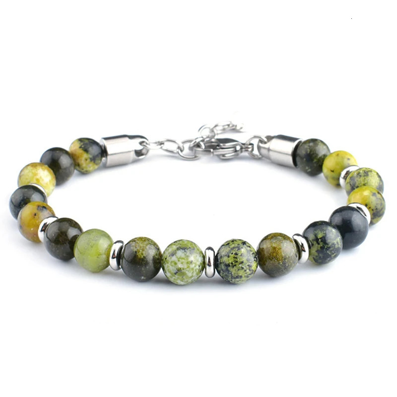 Stainless Steel Bracelet for Men 8mm Map Stone Tiger Eye Bracelet Handmade Natural Stone Beaded Bracelet Adjustable Jewelry Gift 250430