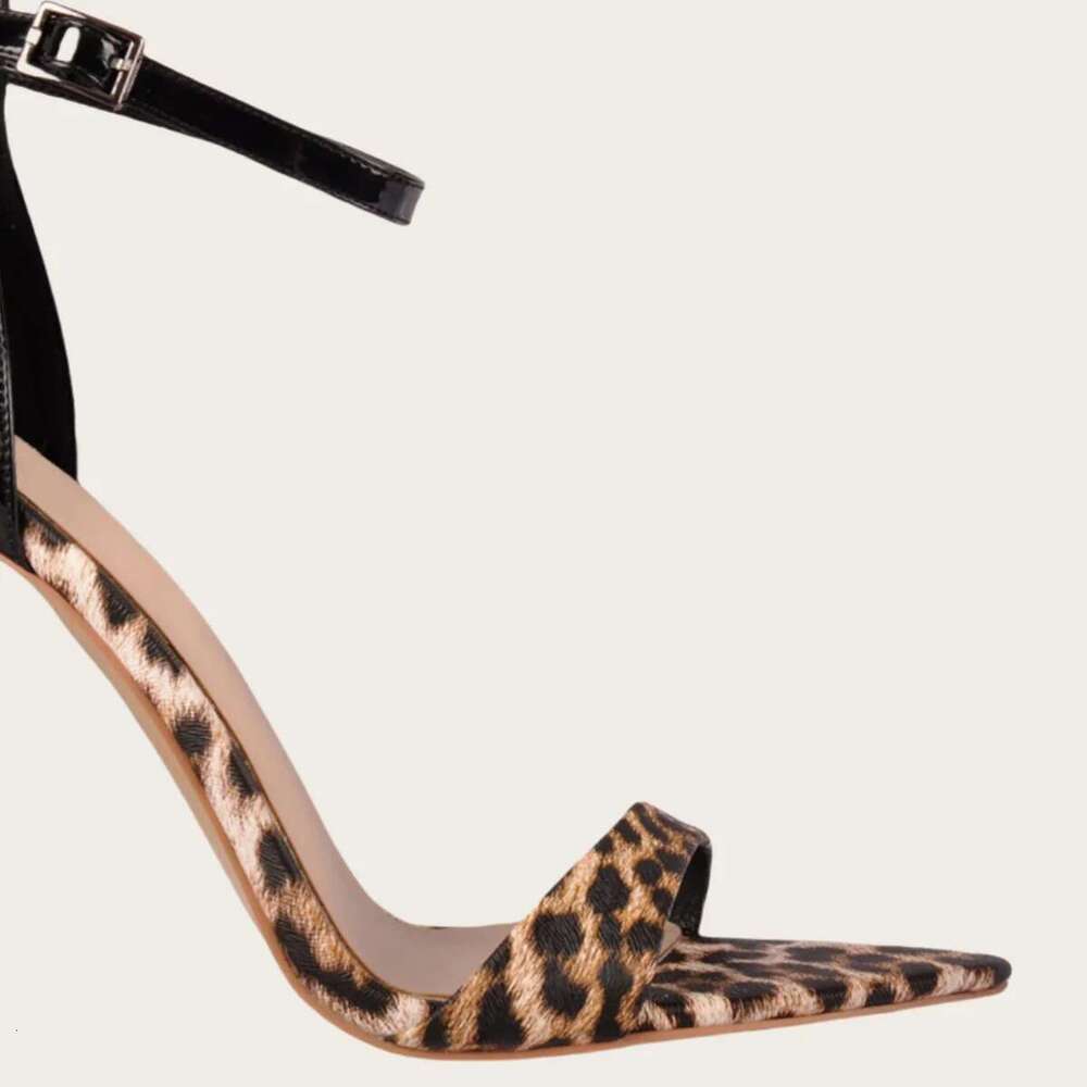 Fashionable Sexy Leopard Print High Color Blocked Open Toe Stiletto Heels For Dinner Party Dress Shoes Women