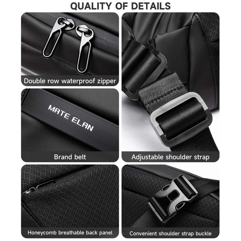 Waterproof Chest Solid Men's Crossbody Daily Phone Shoulder Travel Sports Sling Bag, Trend Men Fanny Pack