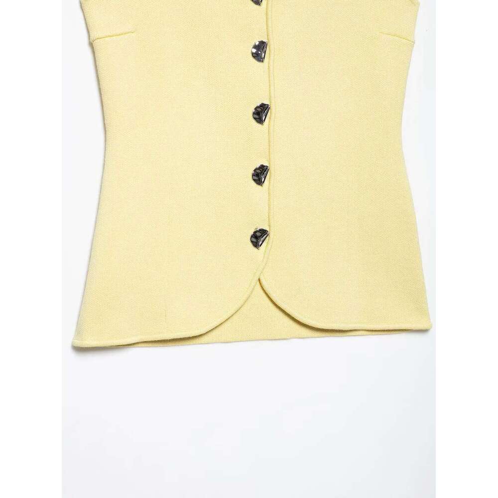 Zevity Women Basic Square Collar Knitting Sling Blouse Female Chic Sleeveless Buttons Design Vest Shirt Blusas Crop Tops Ls9040