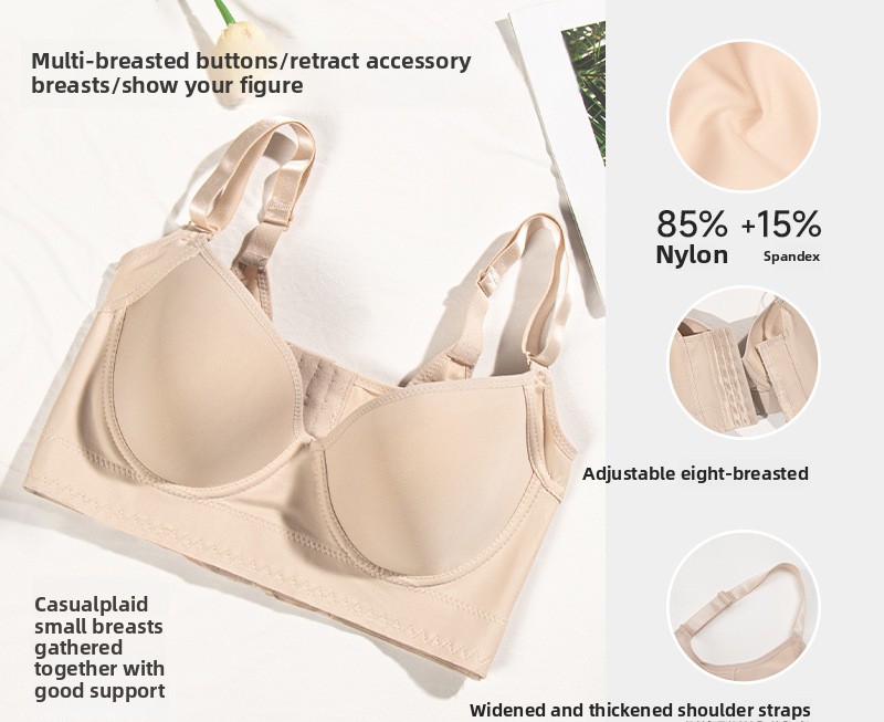 gexifang Steel Ring Bra for Secondary Breast Support - Anti-Sag Deep-V Seamless Underwear porn lingerie