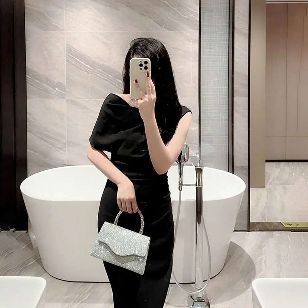 Bright Silk Evening Bag Women Elegant Fashion Banquet Clutch Chain Shoulder Bags Purse Female Wedding Party Handbags