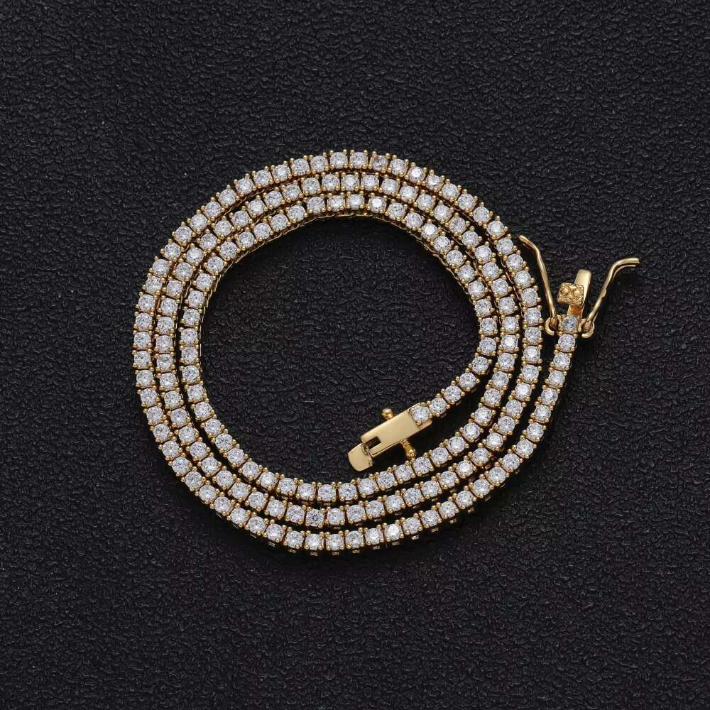 BC210 2mm 1618 20 Tennis Chain Iced Out Brass Prong Setting CZ Necklace Cubic Zircon Bling Jewelry