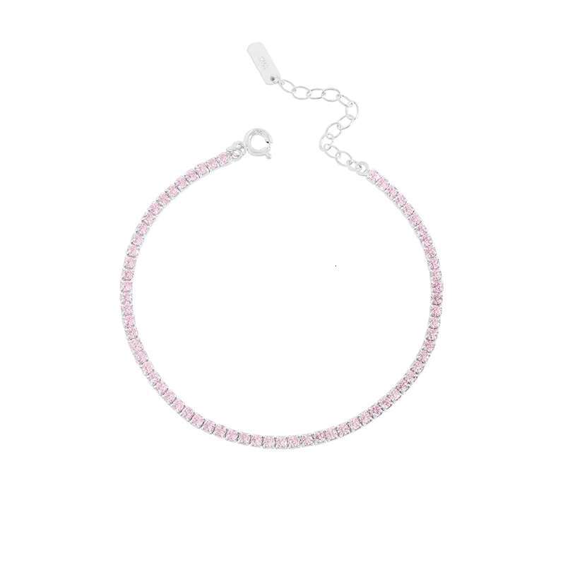 Fashion Jewelry 925 Sterling Silver Tennis Bracelets Full Diamond About 2MM White pink Zircon Bracelets for Women