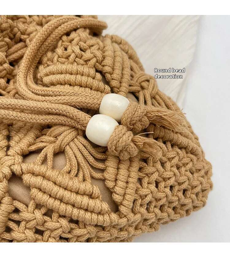 Woven Fashionable And Versatile Western Style Single Shoulder Armpit Hand Held Straw Woven Vacation Beach Bag T