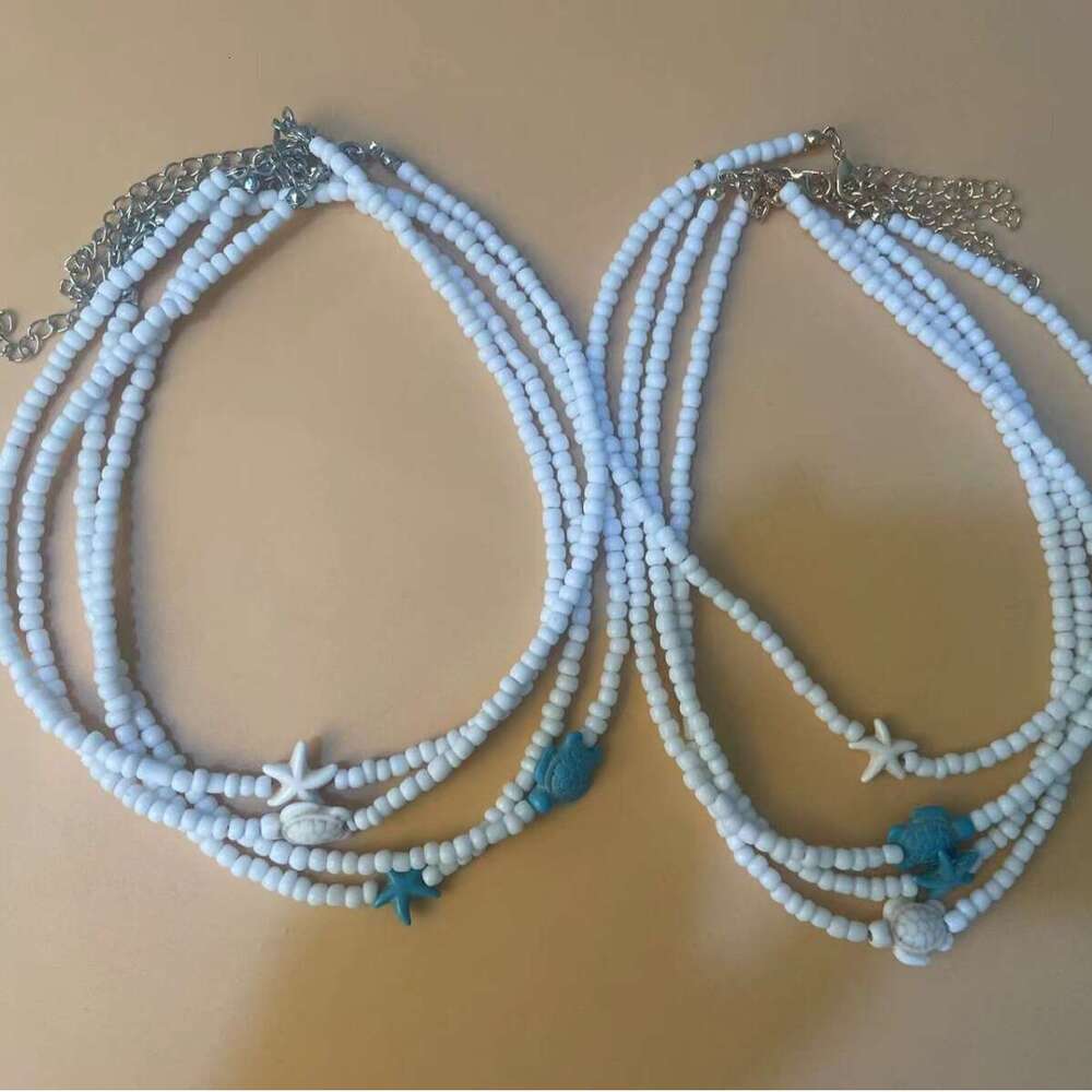 Couple Bohemian Rice Bead Necklace Handmade Beaded Clavicle Chain Beach Personalized Starfish Jewelry