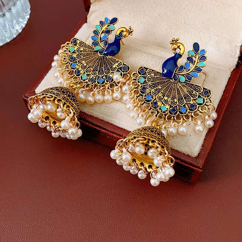 2024 Vintage Pearl Earrings For Women Steel Needle Pea Oil Round Fringe Drop Earring Party Fashion Jewelry Gifts