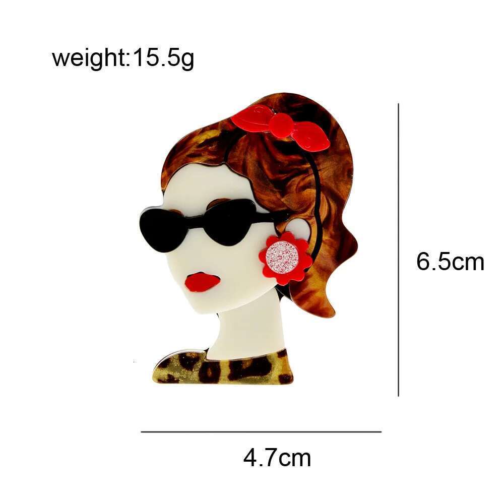 Fashion Acrylic Portrait Girl Brooch Women's Clothing Accessories