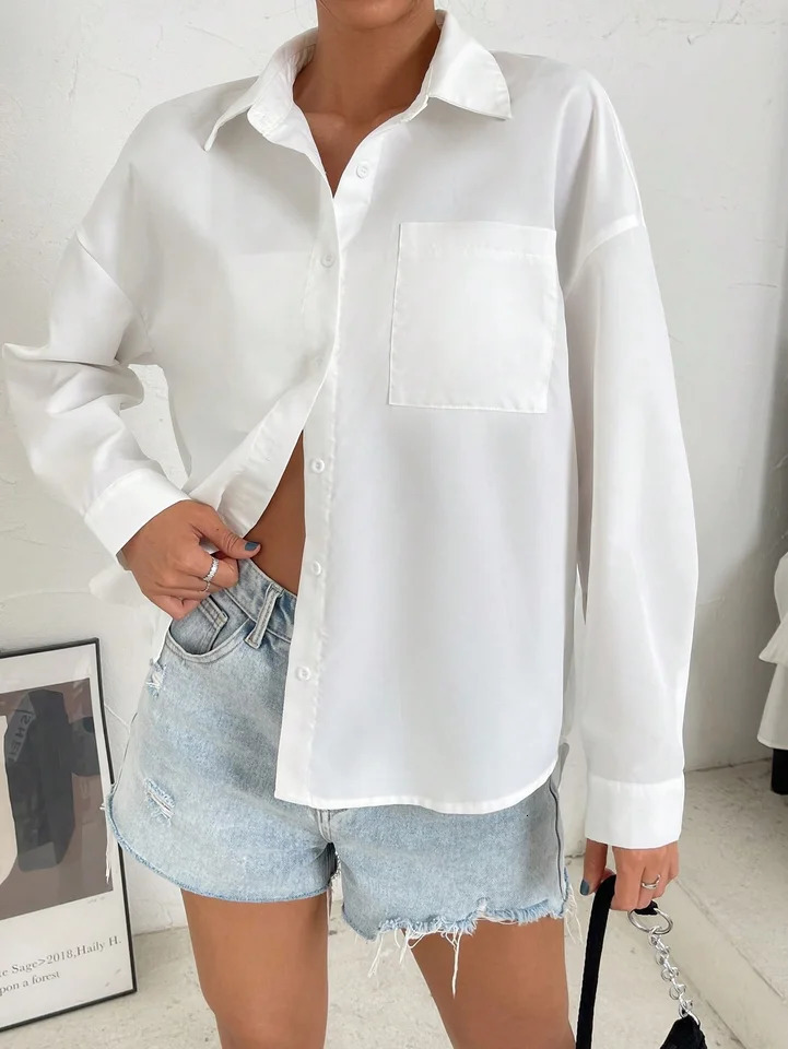 spring and summer womens loose casual fashion jacket wearing super long sleeved shirt 250422