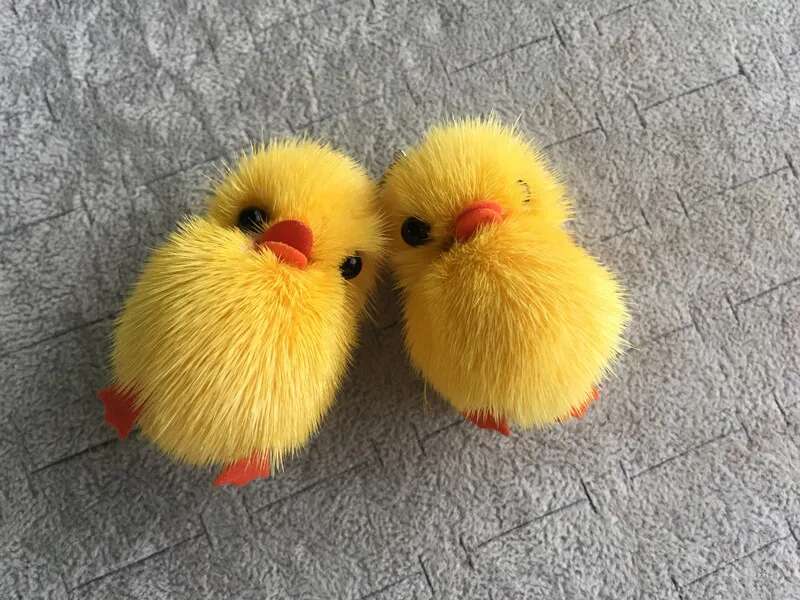 Fishsheep Cute Chick Pom Pendant Drop For Women Fluffy Fur Ball 3D Cartoon Animal Dangle Earrings Fashion Jewelry