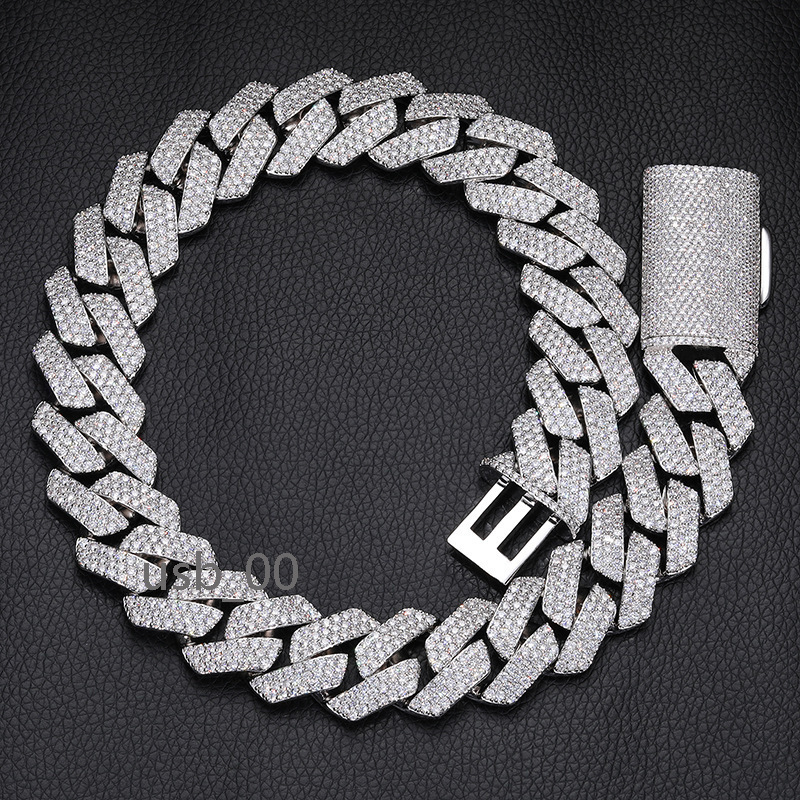 Wholesale Hip Hop Fashion Jewelry Gold Clasp Iced Out Zircon Diamond 22mm 3 Row Miami Cuban Necklace Men Hip Hop Cuban Chain