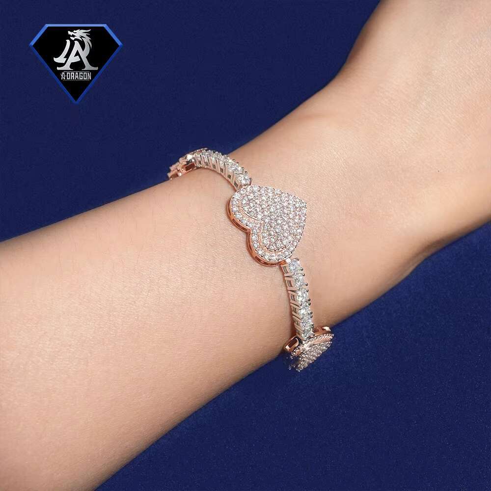 Elegant Unisex 925 Silver Moissanite Heart Tennis Bracelet Timeless Style with Glimmering Stones