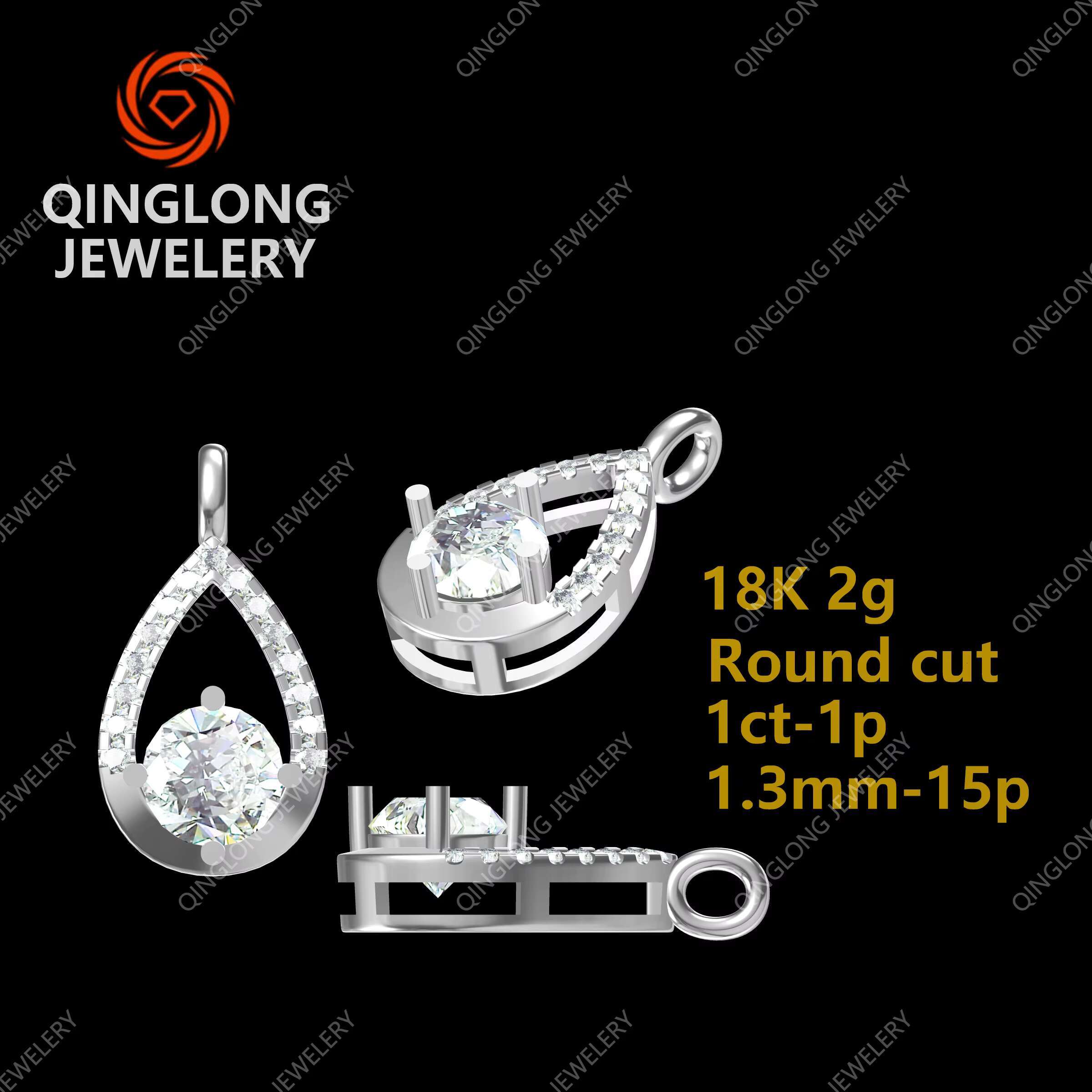Qinglong Jewelry Design 18K 14K 10K 9K Gold Lab Diamond Pendant Necklace Fashion Jewelry for Engagement Party With IGI Certified