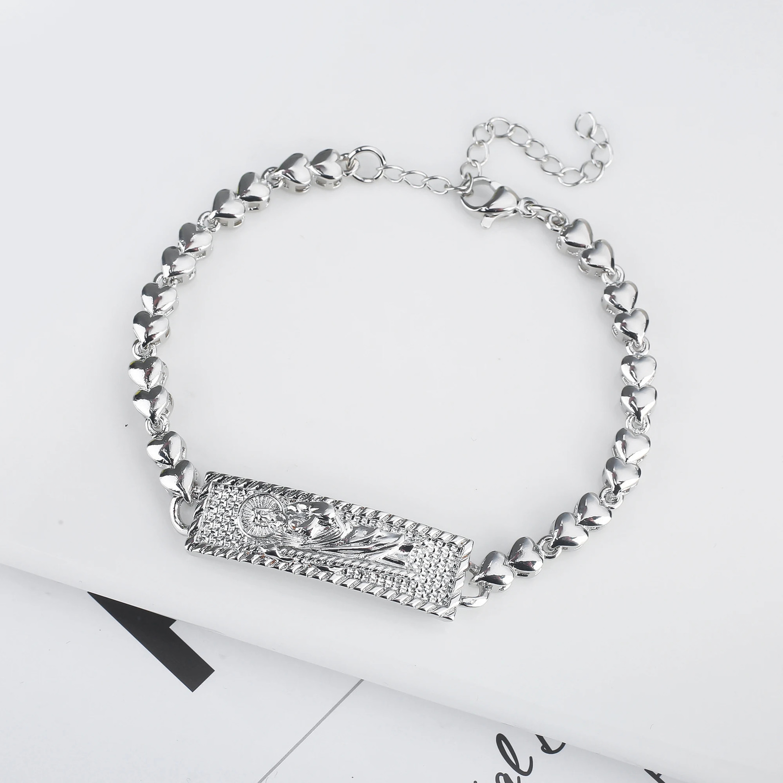 Silver Plated Simple Metal Religious Adjustable Bracelet For Men And Women Hip Hop High Quality Accessories Jewelry 250430