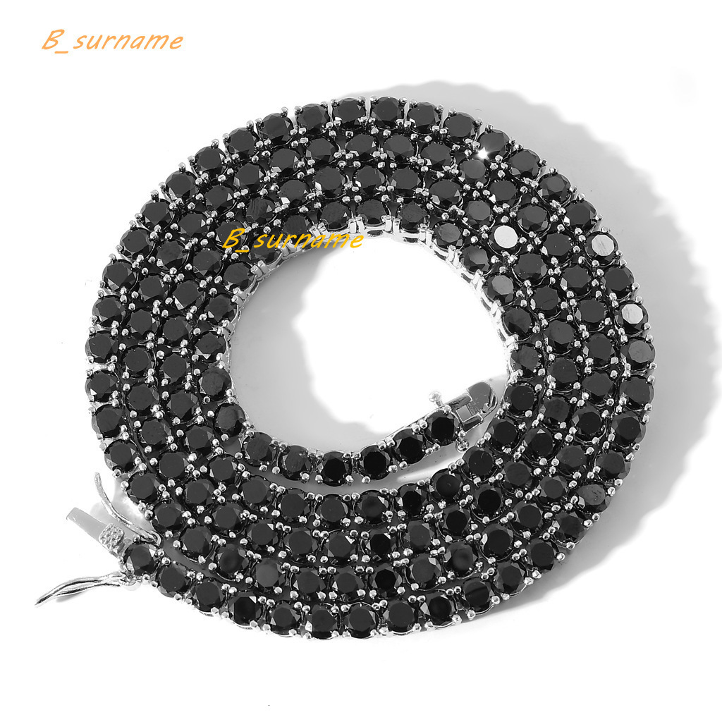 BES 4mm Fashion Men Women Jewelry Set CZ Iced Out Bling 5A Cubic Zirconia Black Tennis Chain Bracelet Necklace Hip Hop Jewelry