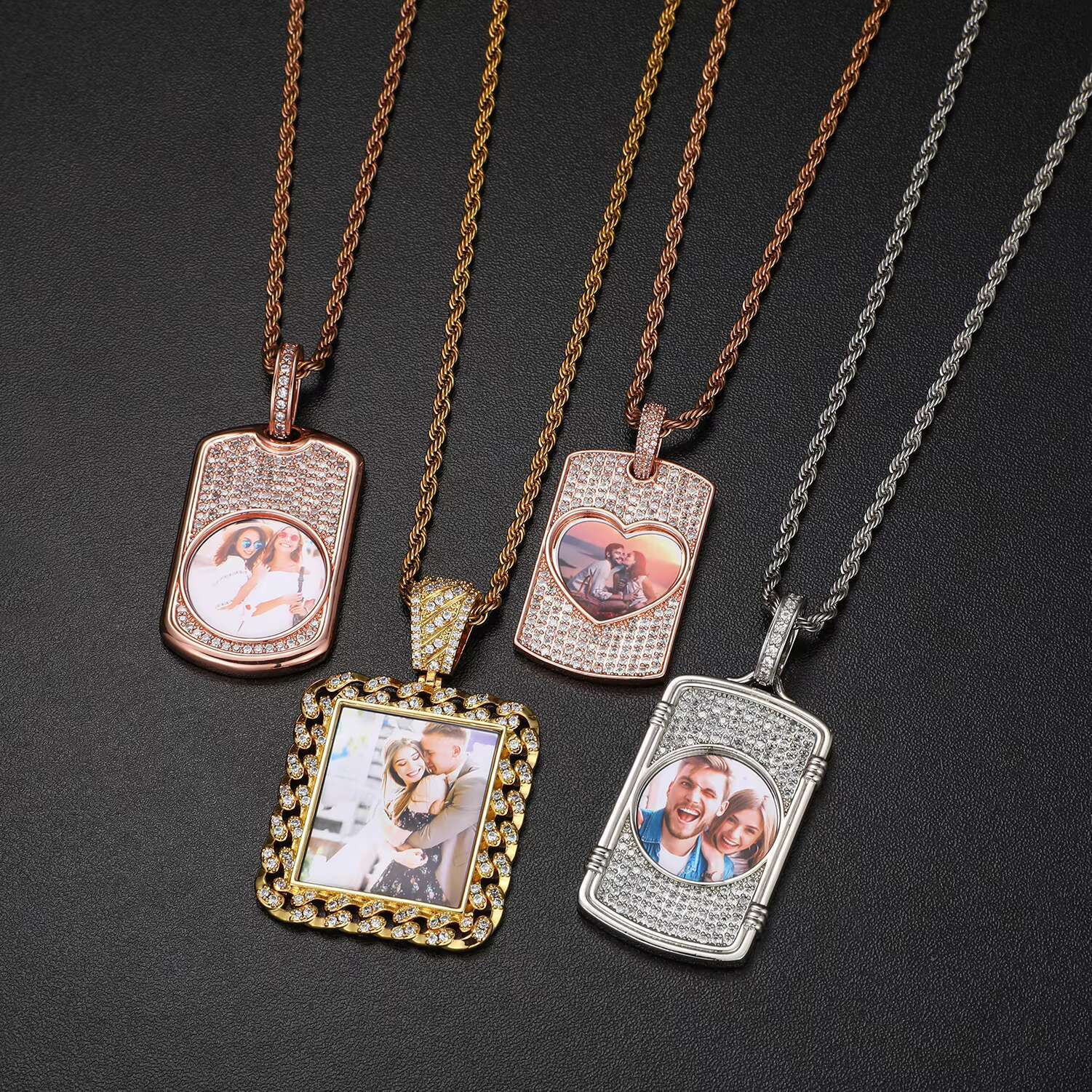 2022 Trend Custom Round Gold Iced Out Pendants Hip Hop Necklace Custom Photo Locket Picture Pendant Photo Pendant