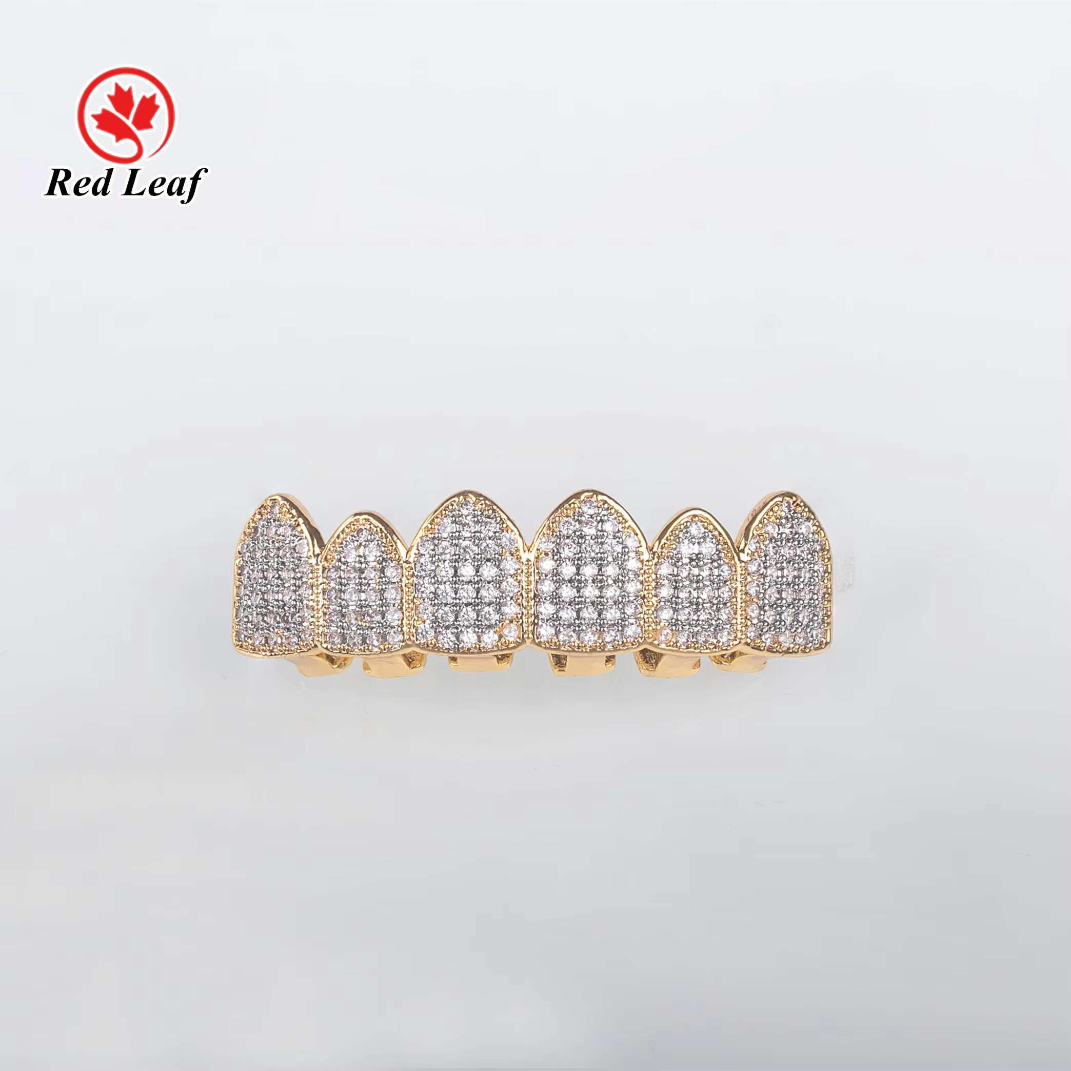 Redleaf Jewelry Moissanite Grillz Custom Teeth Grillz 6 Top 6 Bottom Fully Iced Out 925 Sterling Silver Diamond Moissanite Grill