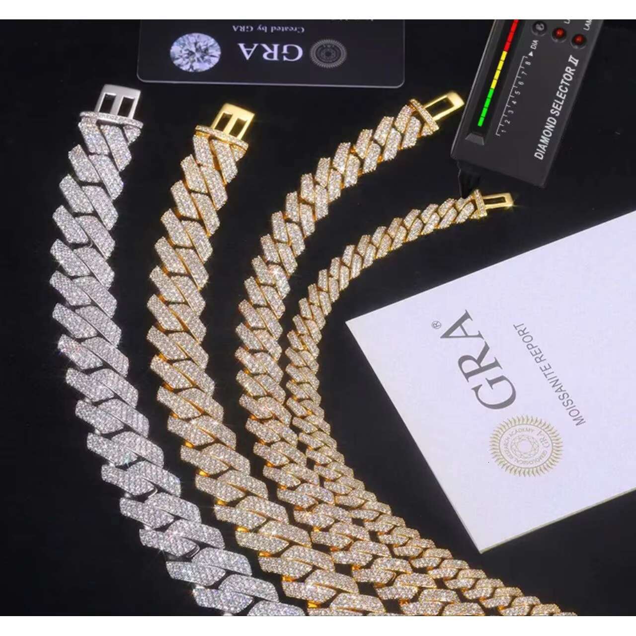 Hip Hop Men Woman Jewelry Moissanite Diamond Miami 925 Silver Iced Out Cuban Link Chain 14K 18K Gold Real