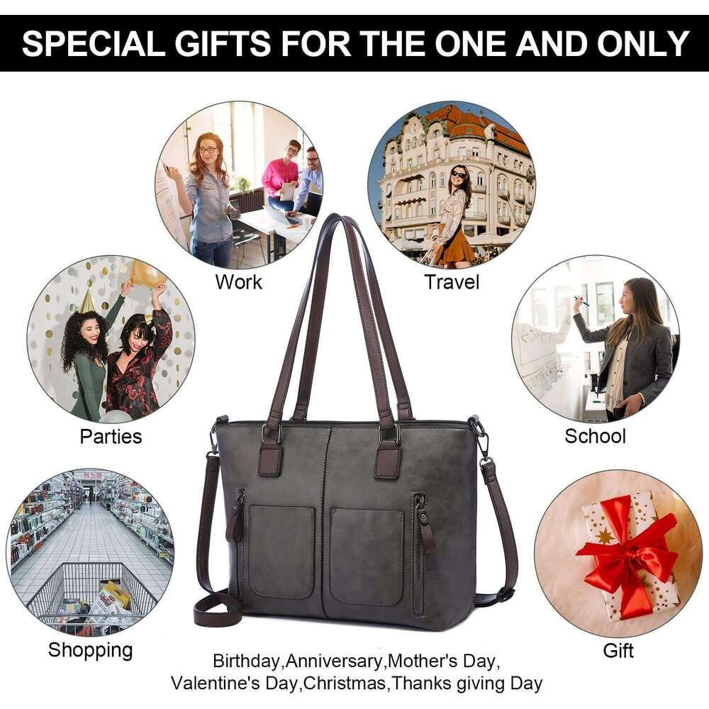 Purses Tote Bag for Women, Handbags Large Shoulder Bag, Leather Work Bags with Multi-Pockets, Designer Hobo Satchel