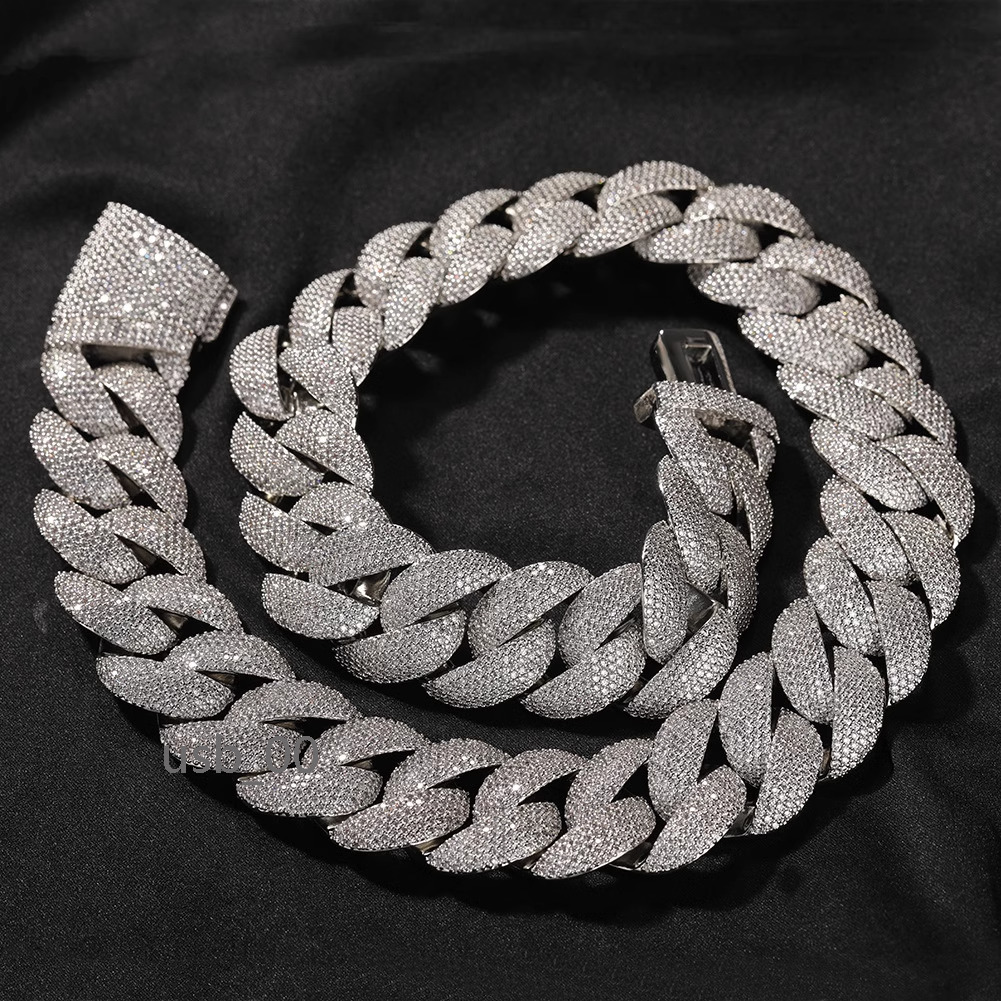 Rapper Jewelry Solid Gold Heavy 28mm Hip Hop 18K Iced Out Diamond Miami Cuban Link Chain