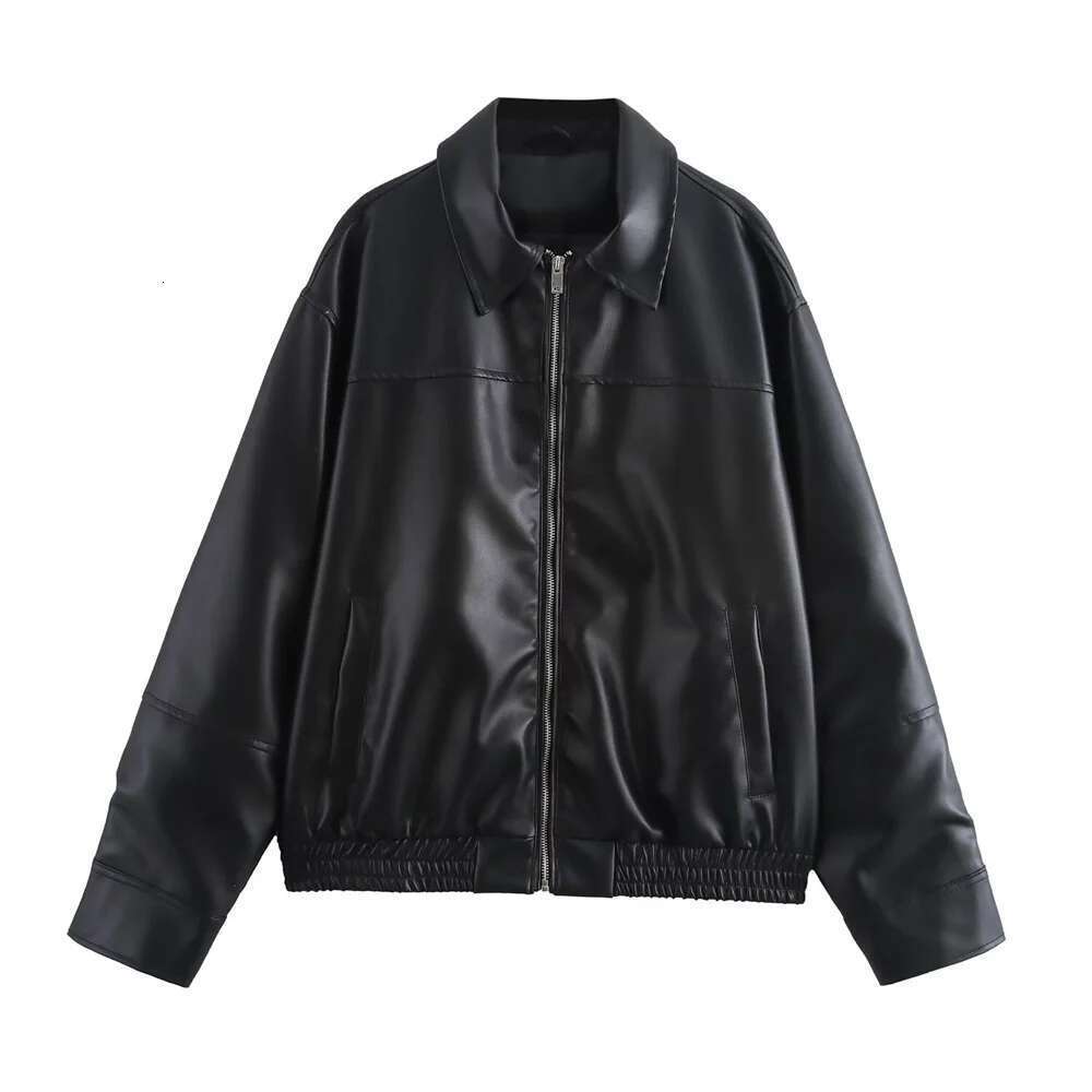 BM&MD&ZA autumn new women's clothing simple loose casual fashion all-match imitation leather pilot jacket