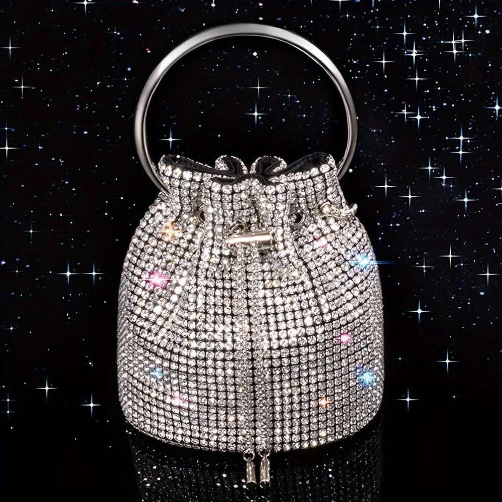 Women's Evening Bag, Can Be Worn On One Shoulder Crossbody, Copper Claw Inlaid With Dias, High Quality A-Grade Dia, Chain, Metal Handbag, Blingbl