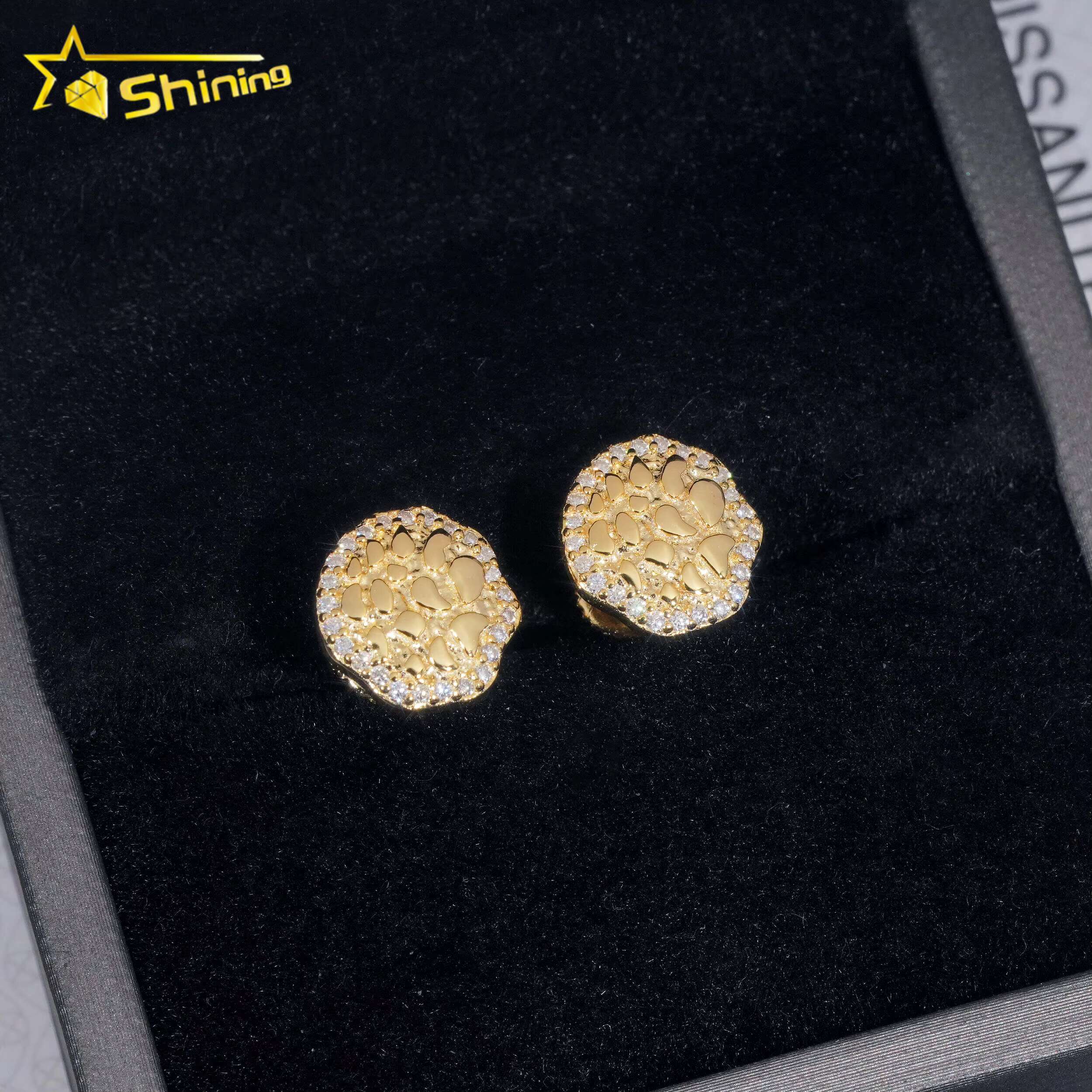 Best Selling Fine Jewelry Men Diamond Hip Hop Earrings Sterling Silver 925 Iced Out VVS Moissanite Stud Earrings