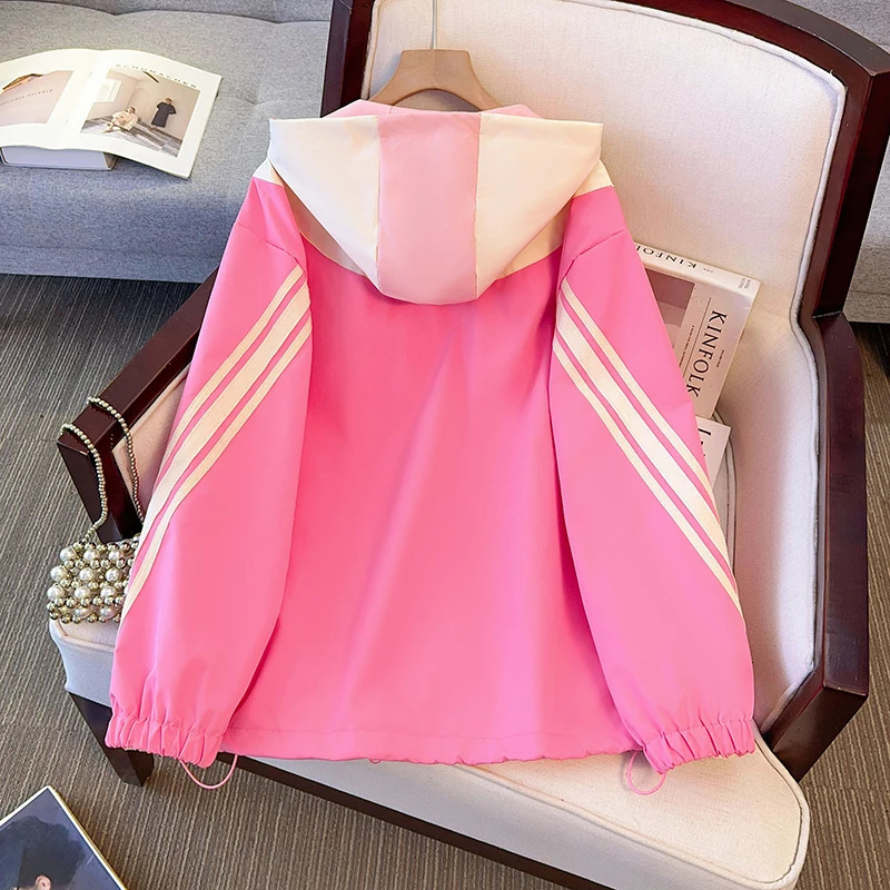 Itolin Pink Womens Casual Jacket Long Sleeve Collar Black Attack Autumn Collection 250428