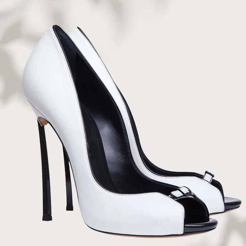 Brand Open Toe Hollow High Heels Elegant Black White Shoes Catwalk Party Women Sandals Hallow Mouth One Foot Stiletto Heel