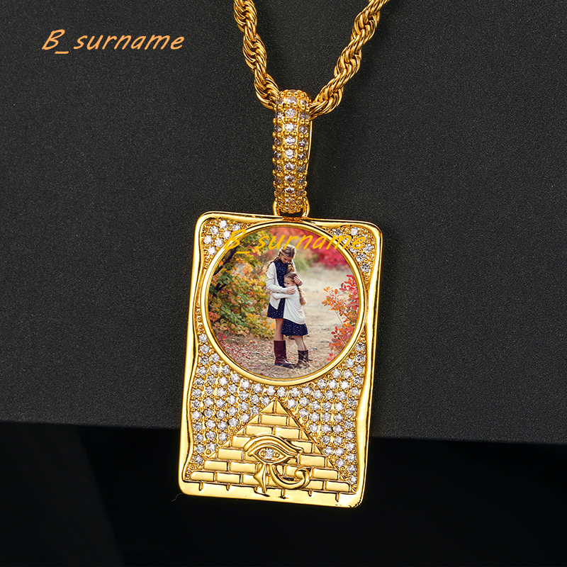 Drop Shipping Iced Out Custom Memory Photo Pendant Jewelry Hip Hop Picture Necklace for Men Women