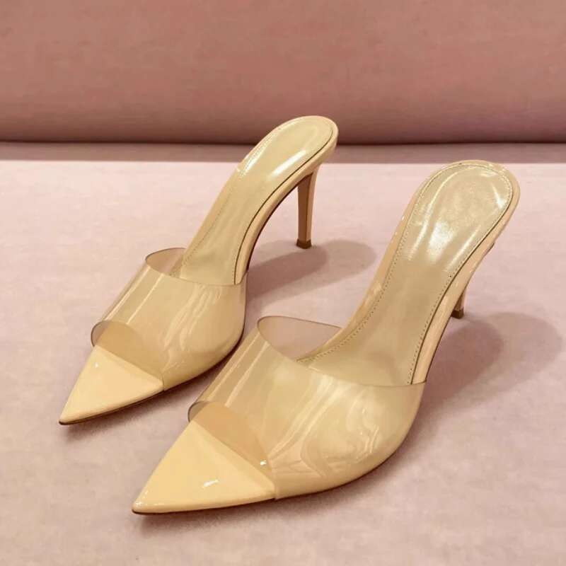 Fashion Designer Women's Simple Slippers Pointed Slip-on Mules Sexy Open Women Stiletto Sandals Outdoor Casual Shoes