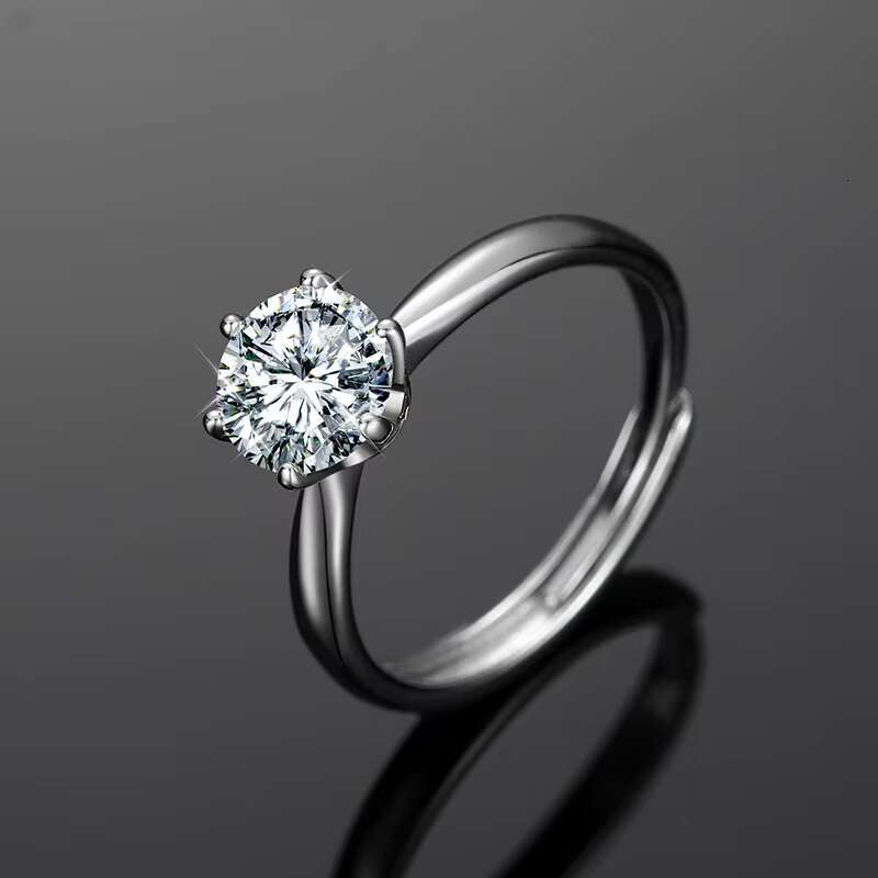 Drop Shipping Adjustable 925 Sterling Silver 5mm 0.5ct VVS Moissanite Diamond Wedding Ring