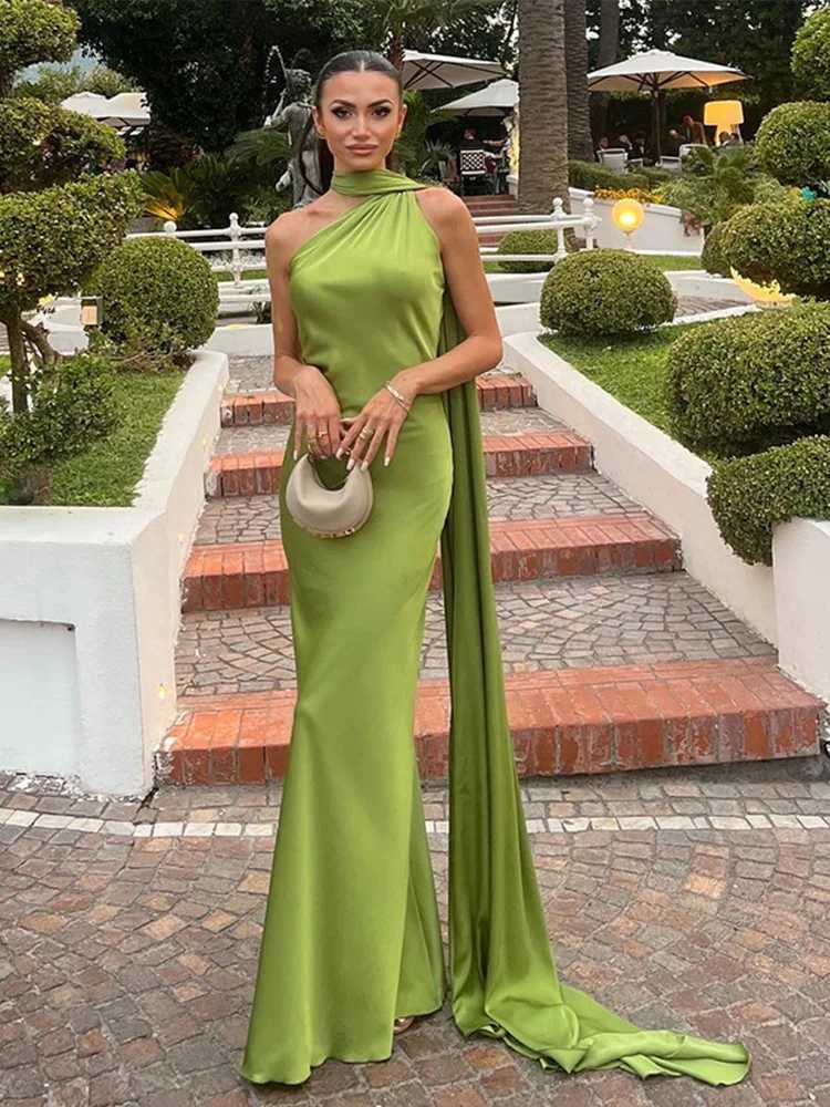 Elegant solid ribbon womens suspender dress sleeveless and backless ultra-thin womens long dress 2025 summer new fashionable womens dress W250430