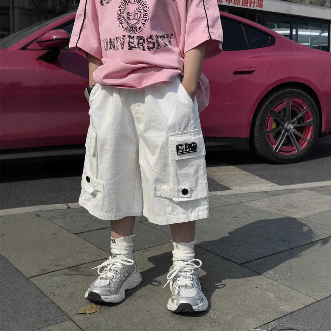 Childrens Pants Mens Summer Childrens Clothing Boys Shorts Thin Summer Workwear Pants Loose Korean Version Versatile Mens and Womens Pants Y250430VSK1