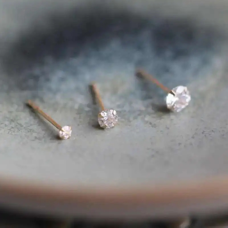 GOLDtutu 14K Gold Crystal Earring for Women Mini Dainty Simple Style Small Stud Earrings Jewelry Gift kj50 250420