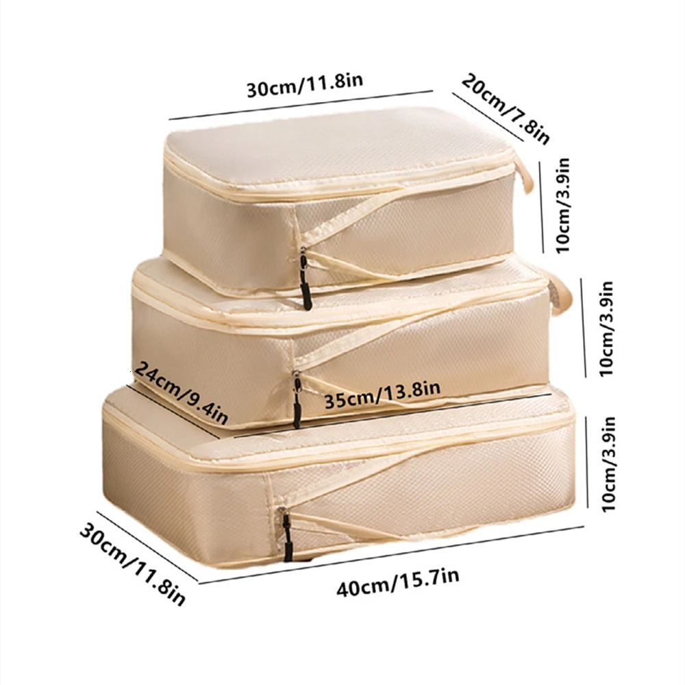 3 pieces/set travel compression packaging multifunctional travel storage bag waterproof carrying case nylon portable luggage manager pink 250430