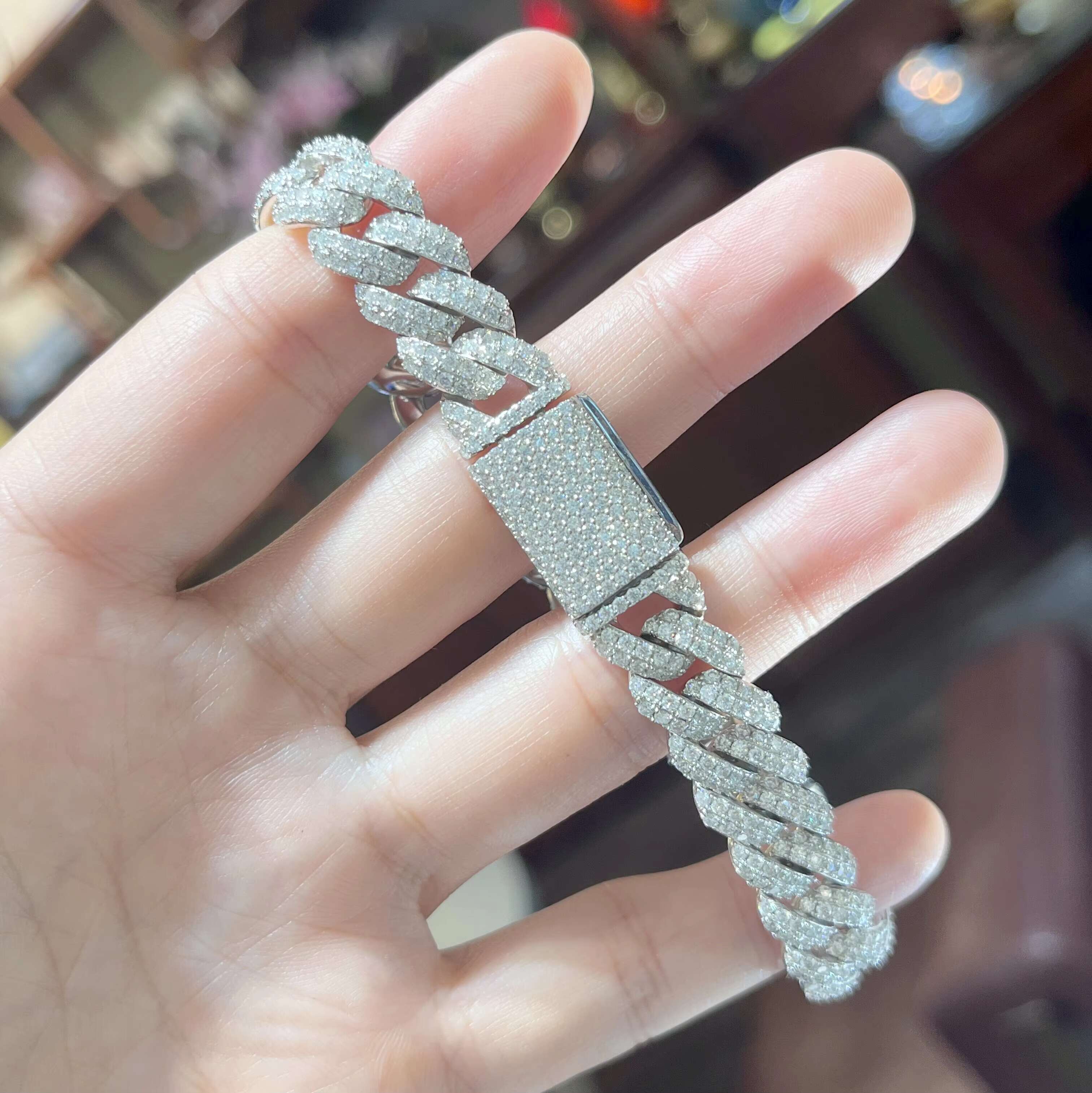 Best Quality Bracelet Moissanite Jewelry 10mm Cuban Link Chain Moissanite Bracelet for Men Women