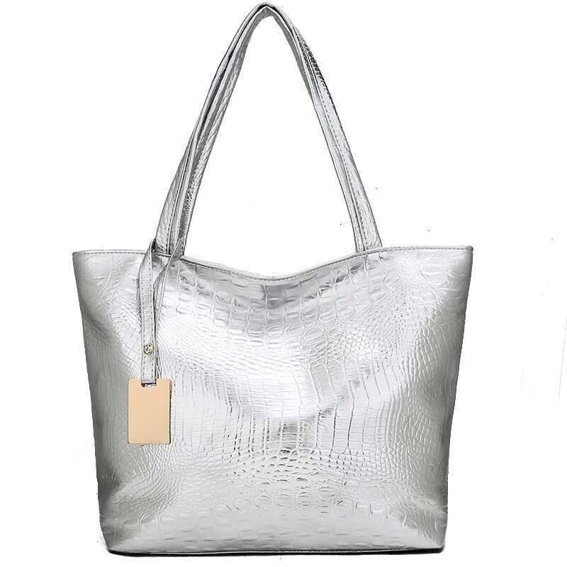 Brand Fashion Casual Women Shoulder Sier Gold Black Crocodile Handbag PU Leather Female Big Tote Bag Ladies Hand Bags Sac Bag