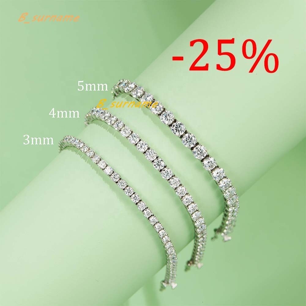 U02 Abiding Factory Price CZ Hip Hop Chain Cubic Zirconia Diamond 925 Sterling Silver Tennis Bracelet for Women and Men