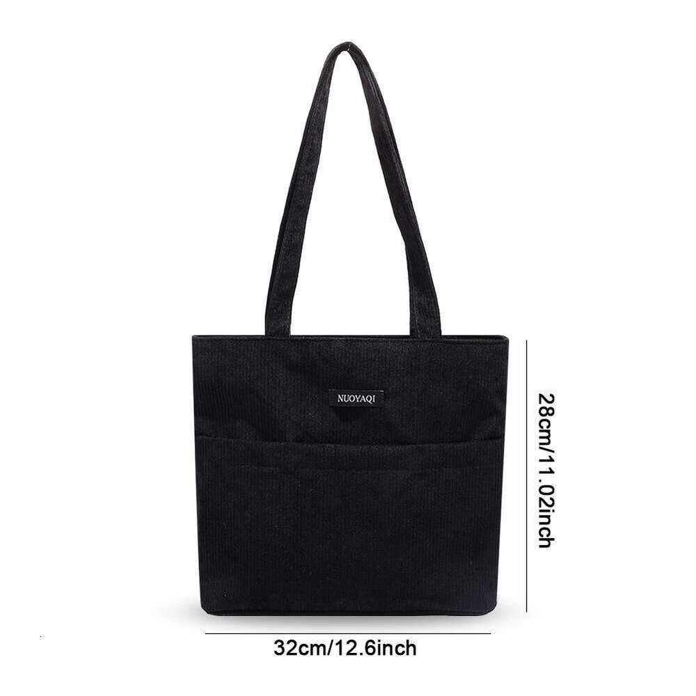 Women Corduroy Tote Handbag Large Capacity Zipper Shoulder Bag Casual Multifunctional Reusable Grocery Bags Bag