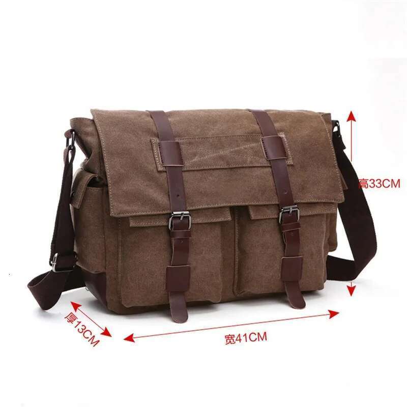 Men's Business Messenger Bags For Men Shoulder Vintage Canvas Crossbody Pack Retro Casual Office Travel Bag