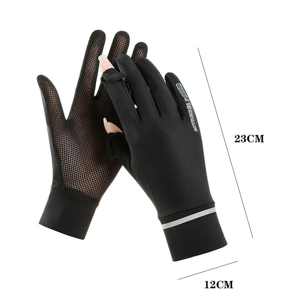 Womens Sunscreen Ice Silk Womens Summer Sunscreen Gloves Fashion Bicycle Driving Gloves Thin UV resistant Gloves 250428